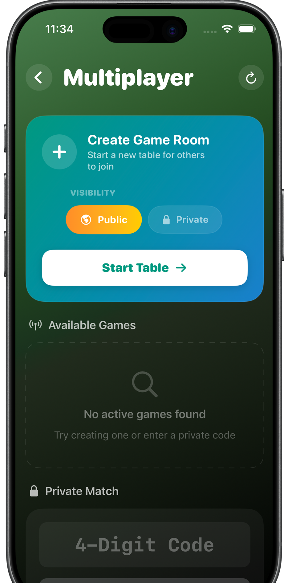 Mattis app card game interface